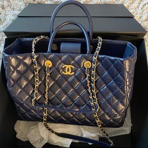 chanel coco handle shopping tote bag quilted